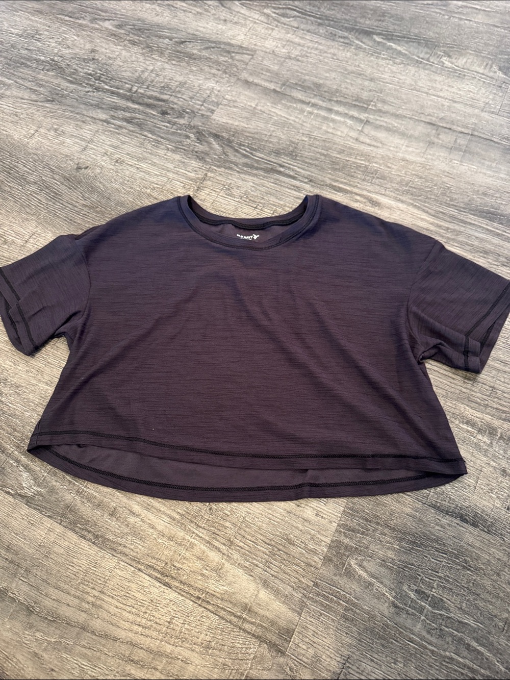 Girls Cropped Crew Neck Top - Black